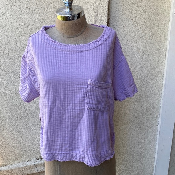 We the Free by Free People 100% cotton Palo Alto magical lavender top w/ pocket - Picture 3 of 12
